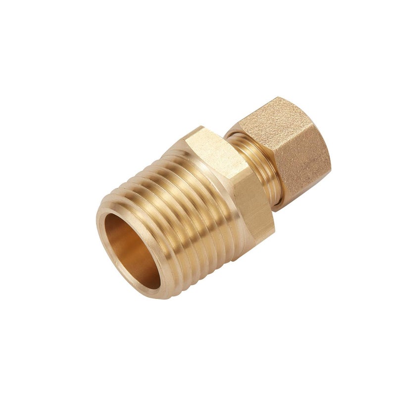 Litorange 3 Pack Metal Brass Compression Tube Pipe Fitting Connector, Straight Coupling Adapter, 3/8" Tube OD x 1/2" NPT Male - Image 2